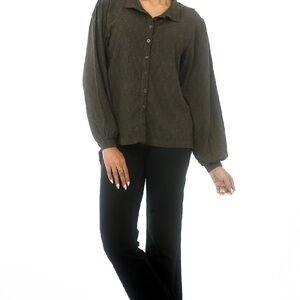 Black Notched Collar Bishop Sleeve Dress